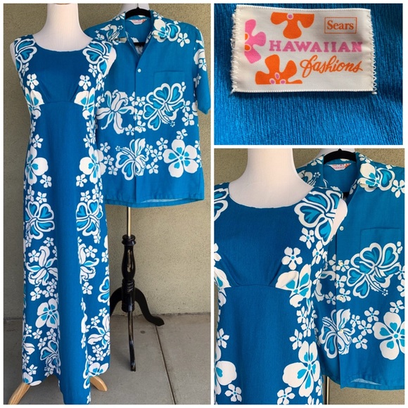 🌺 Vintage Hawaiian Barkcloth Matched Set Dress Shirt - Picture 3 of 16